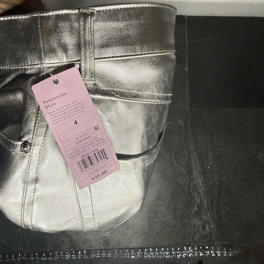 Wild Fable Metallic Silver Flare Pants Size 4 - Picture 4 of 5